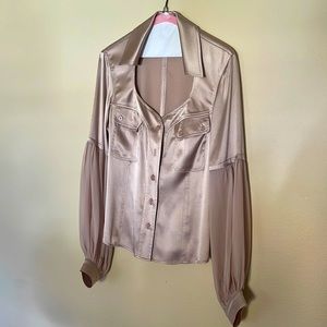 Marciano blush silk top, size medium